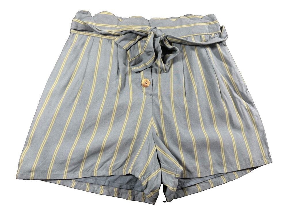 Harper Heritage Francesca’s Striped Paperbag Waist Shorts Blue Yellow Size S NWT